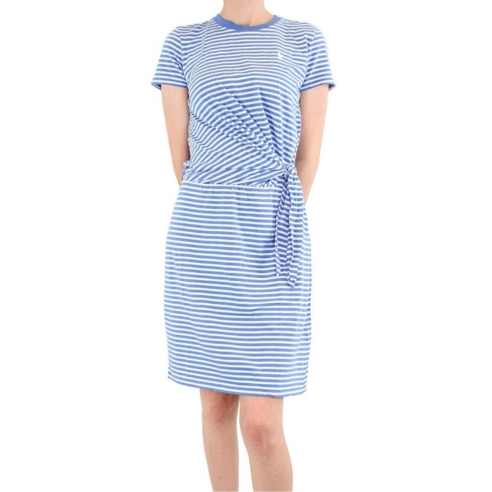 Polo Ralph Lauren Dress Regular Fit Side Tie Short Sleeve Blue / white striped
